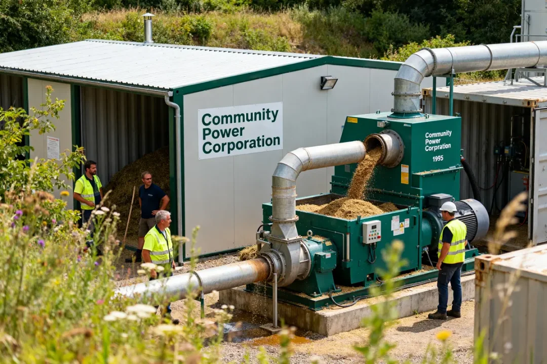 Système de biomasse en fonctionnement chez la société Community Power Corporation production énergétique efficace